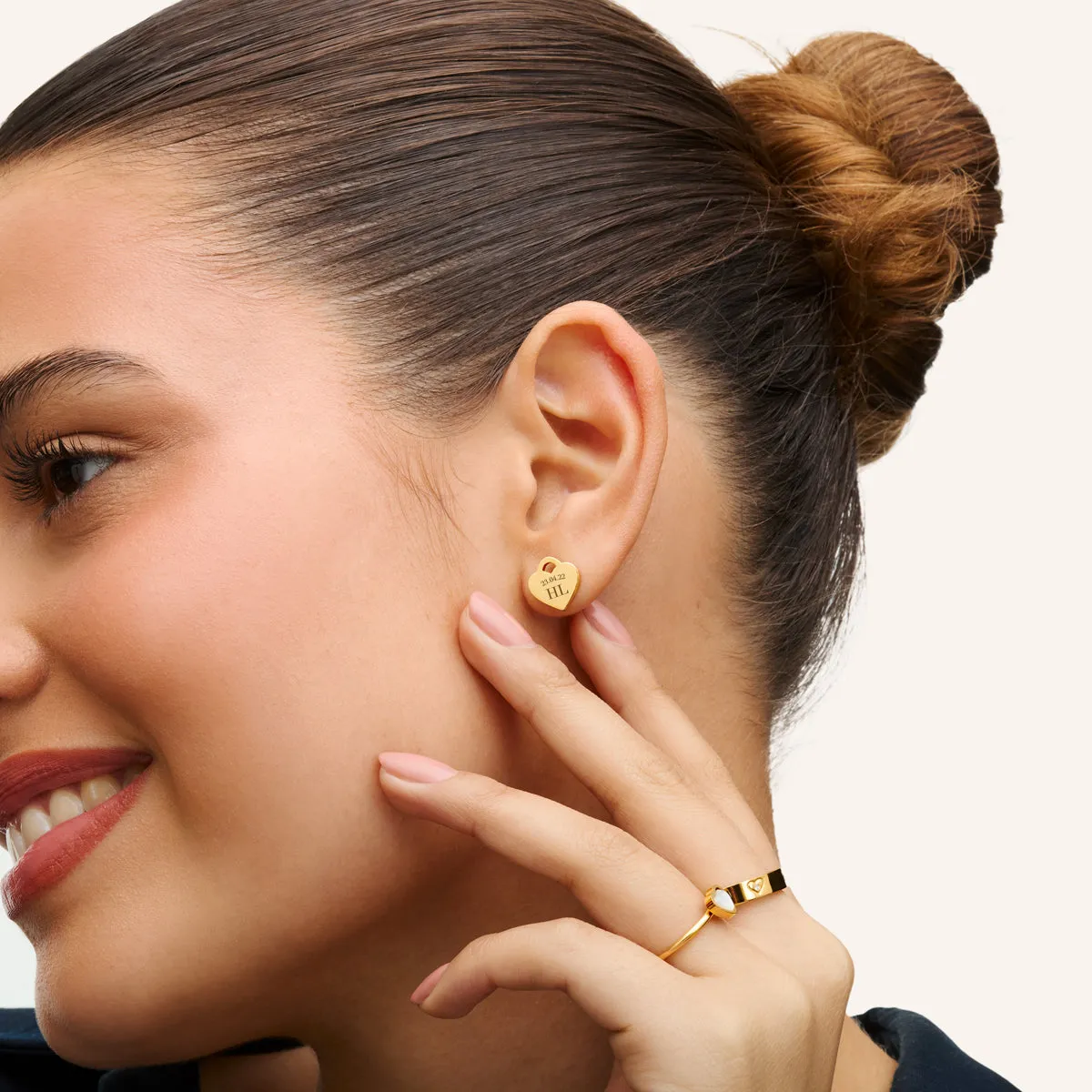 Heart Token Stud Earring (Gold) sold by Abbott Lyon product image thumbnail 3