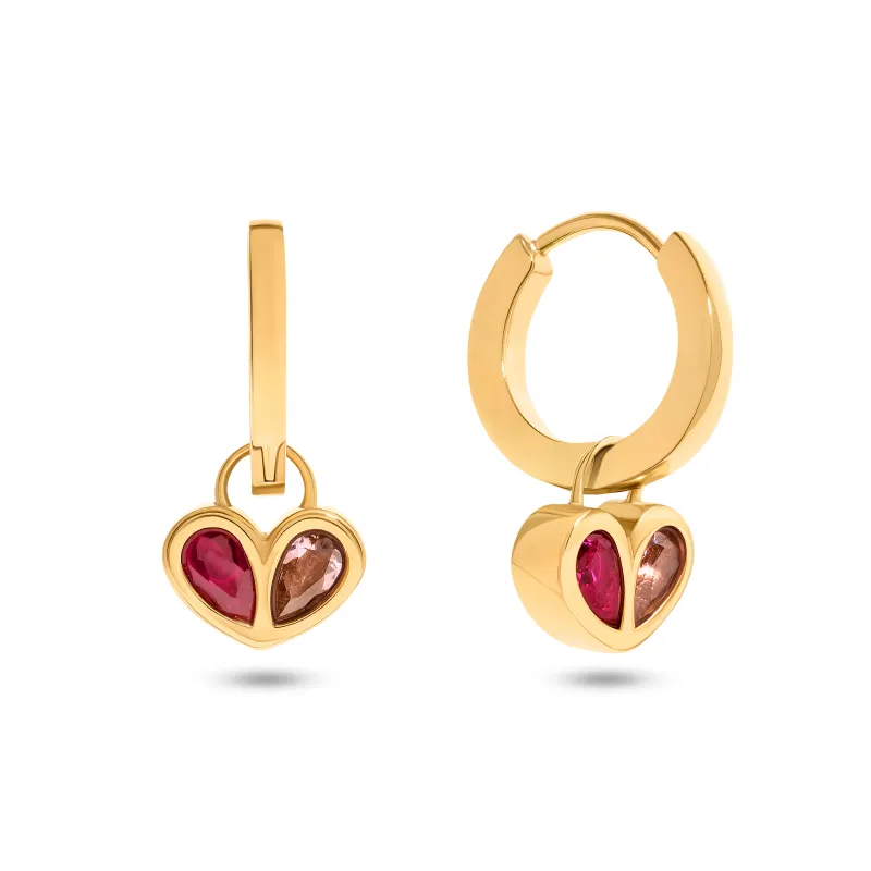 Harmony Heart Huggie Earrings (Gold) made by Abbott Lyon