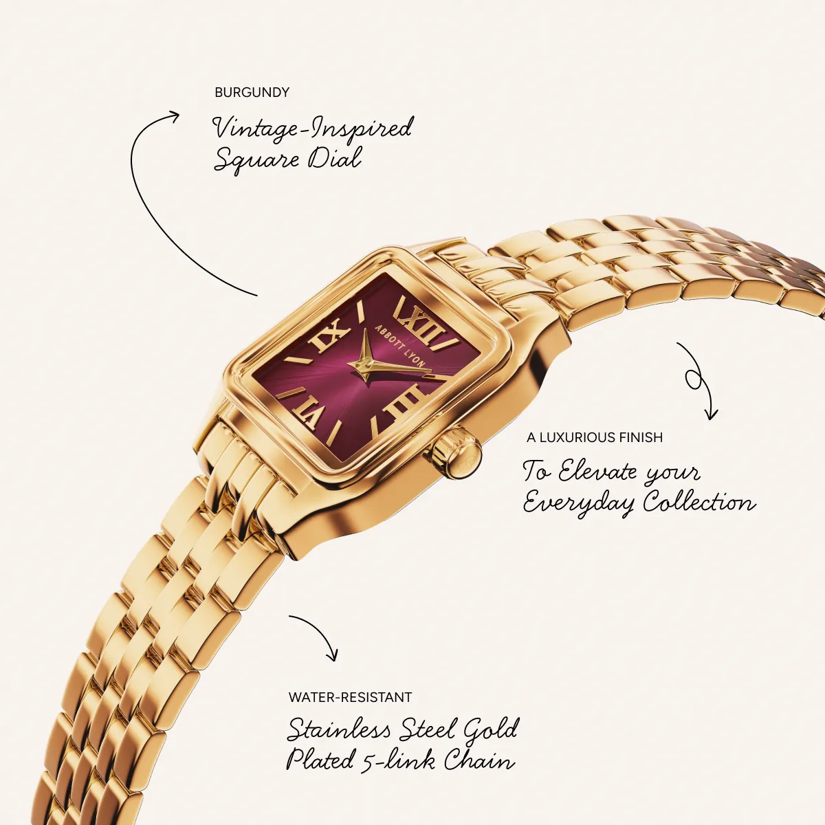 Essence 19mm Burgundy Watch (Gold) sold by Abbott Lyon product image thumbnail 4