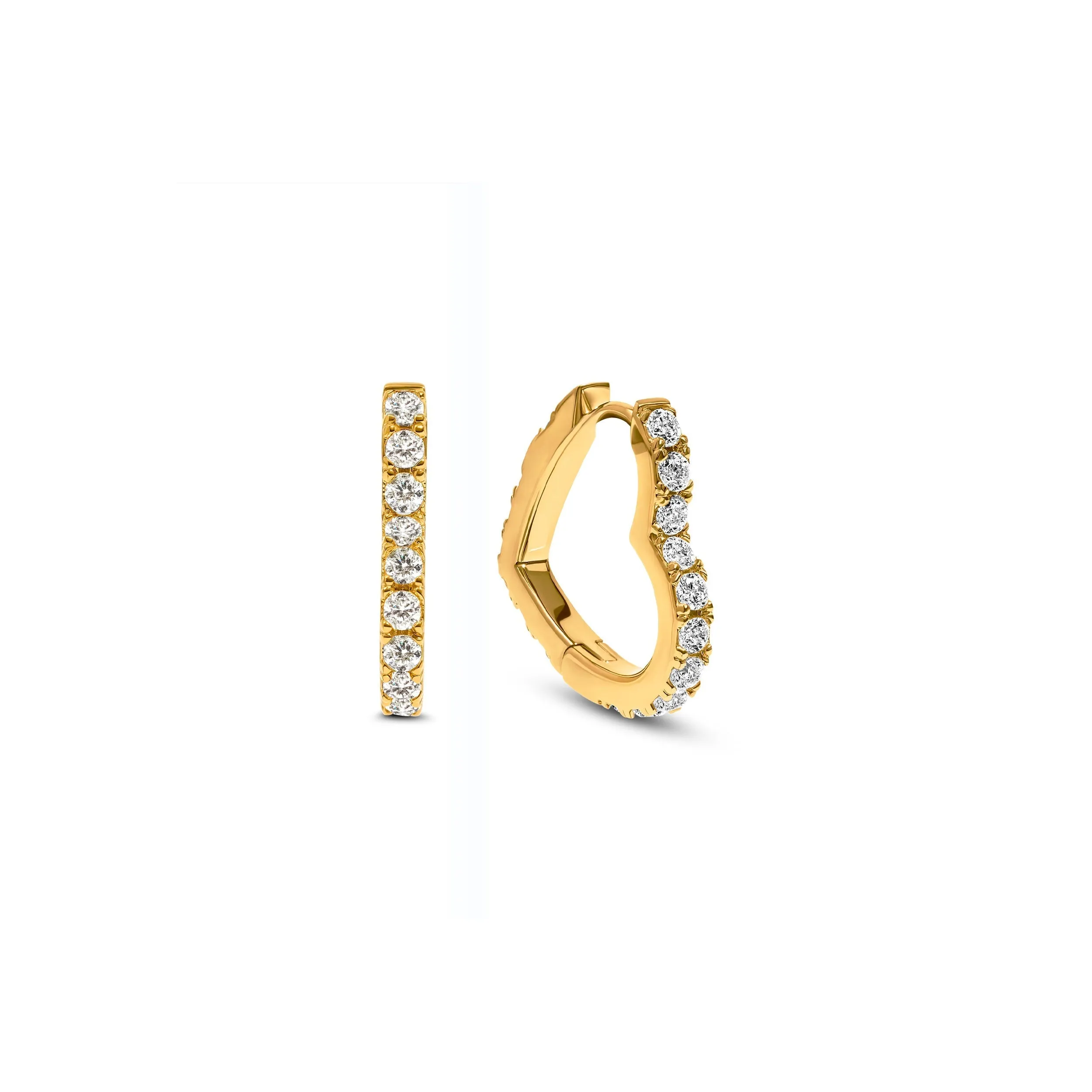 Pavé Heart Hoops (Gold) sold by Abbott Lyon