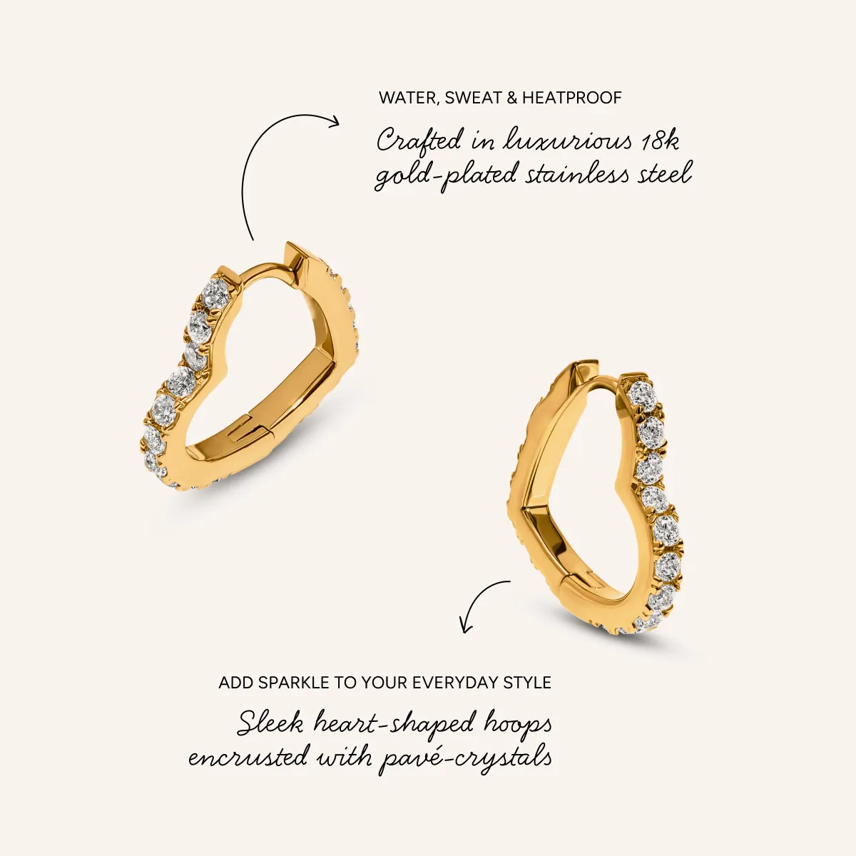 Pavé Heart Hoops (Gold) sold by Abbott Lyon product image thumbnail 3