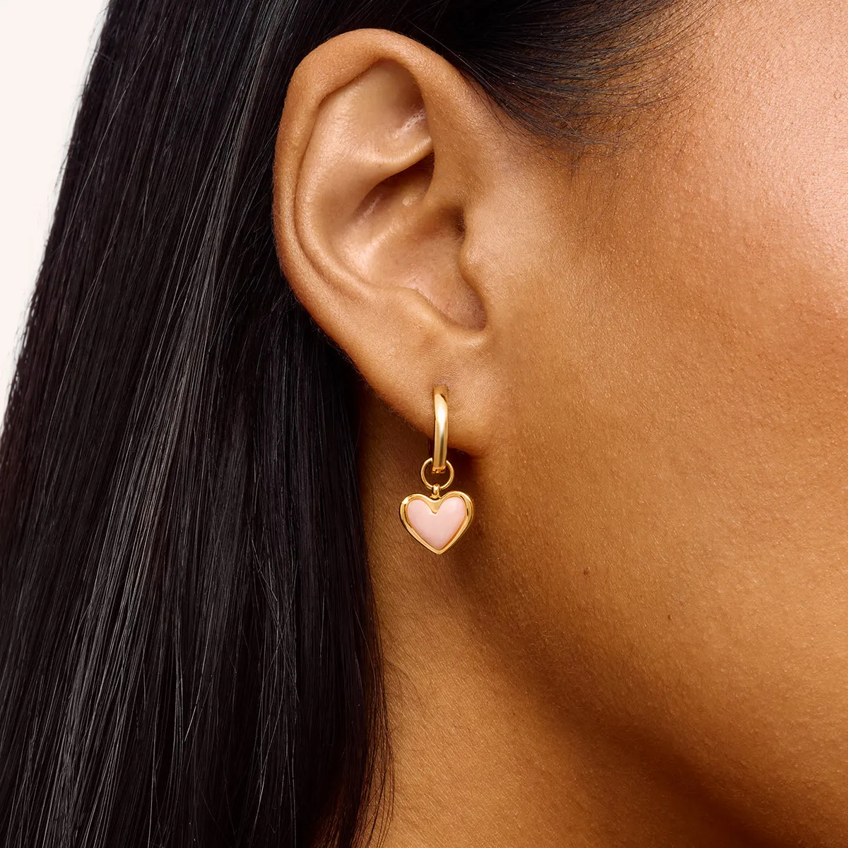 Pale Pink Opal Heart Huggie Earrings Set (Gold) sold by Abbott Lyon product image thumbnail 3