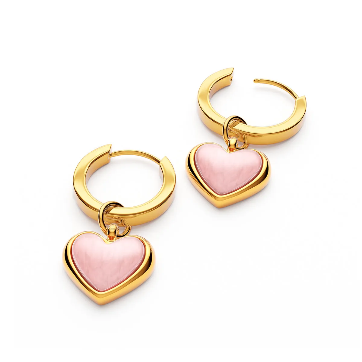 Pale Pink Opal Heart Huggie Earrings Set (Gold) sold by Abbott Lyon product image thumbnail 4