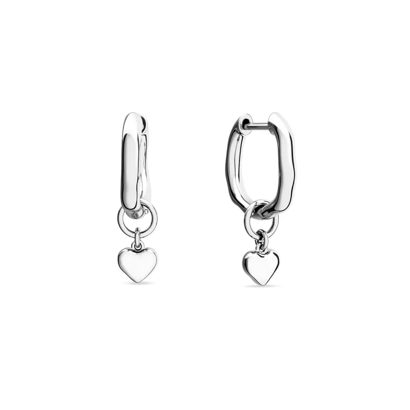 Fine Molten Heart Huggie Earrings (Silver) sold by Abbott Lyon