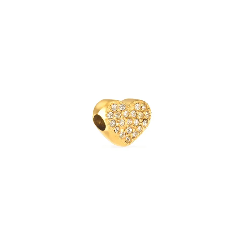 Moon and Back Pavé Heart Necklace Charm (Gold) sold by Abbott Lyon