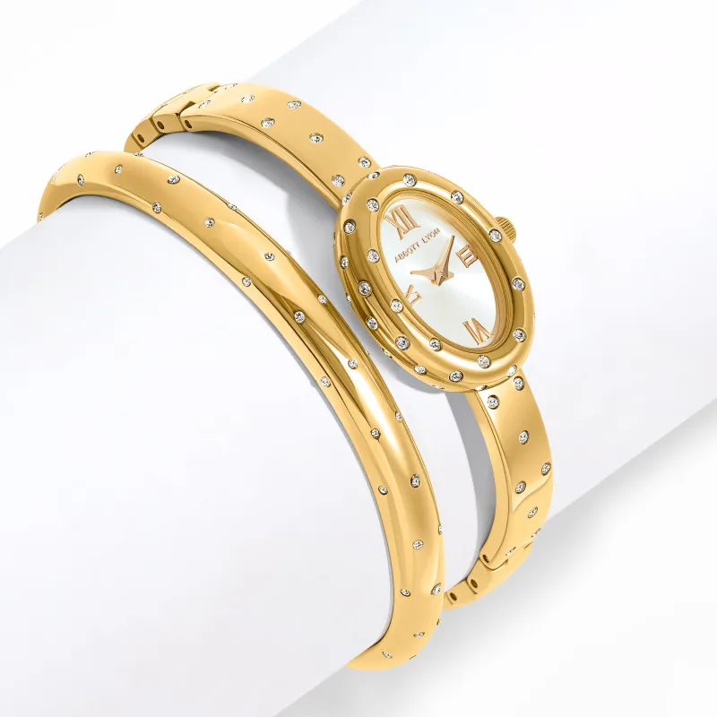 Polka Dot Crystal Watch & Bangle Set (Gold) sold by Abbott Lyon