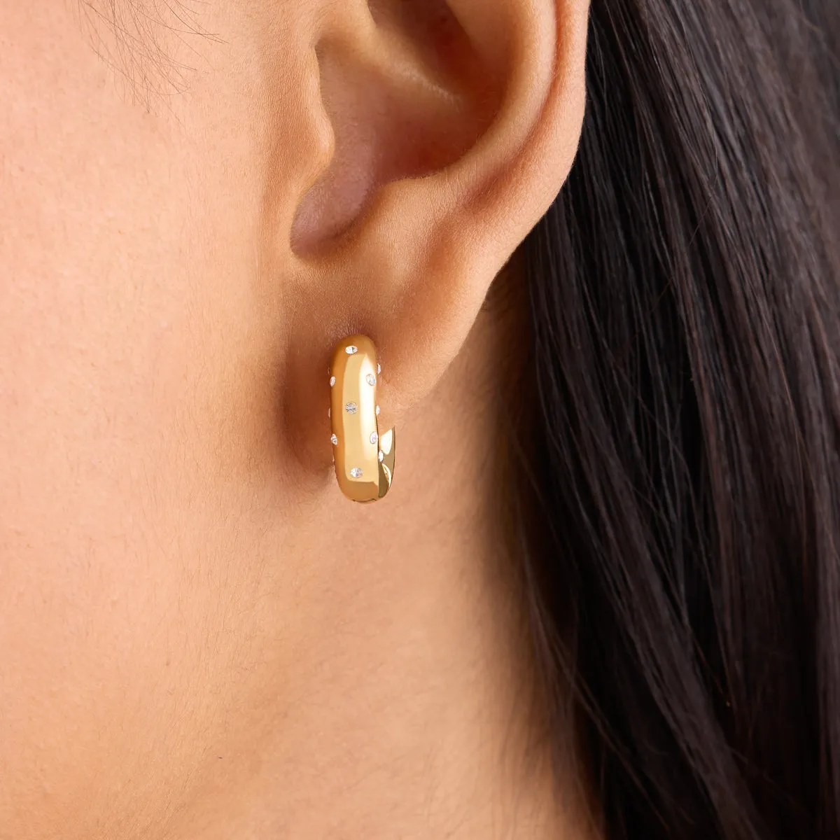 Polka Dot Crystal Hoop Earrings (Gold) sold by Abbott Lyon product image thumbnail 2