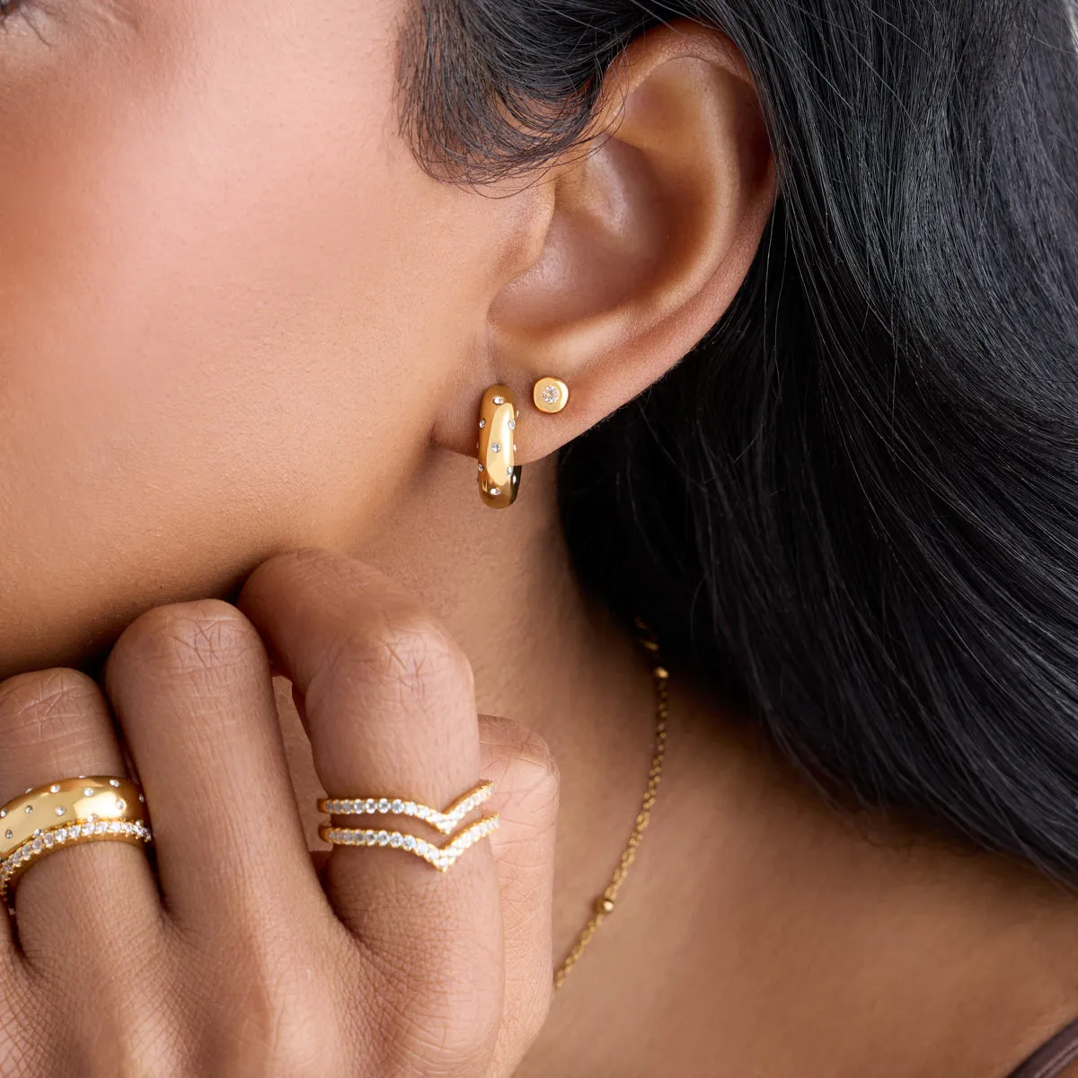 Polka Dot Crystal Hoop Earrings (Gold) sold by Abbott Lyon product image thumbnail 4