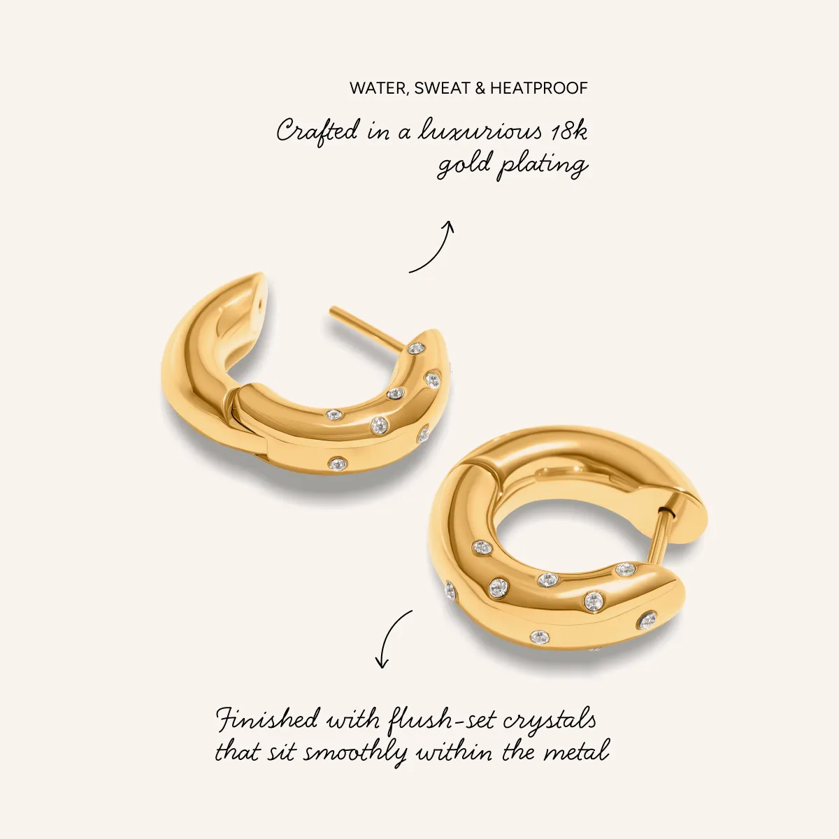 Polka Dot Crystal Hoop Earrings (Gold) sold by Abbott Lyon product image thumbnail 3