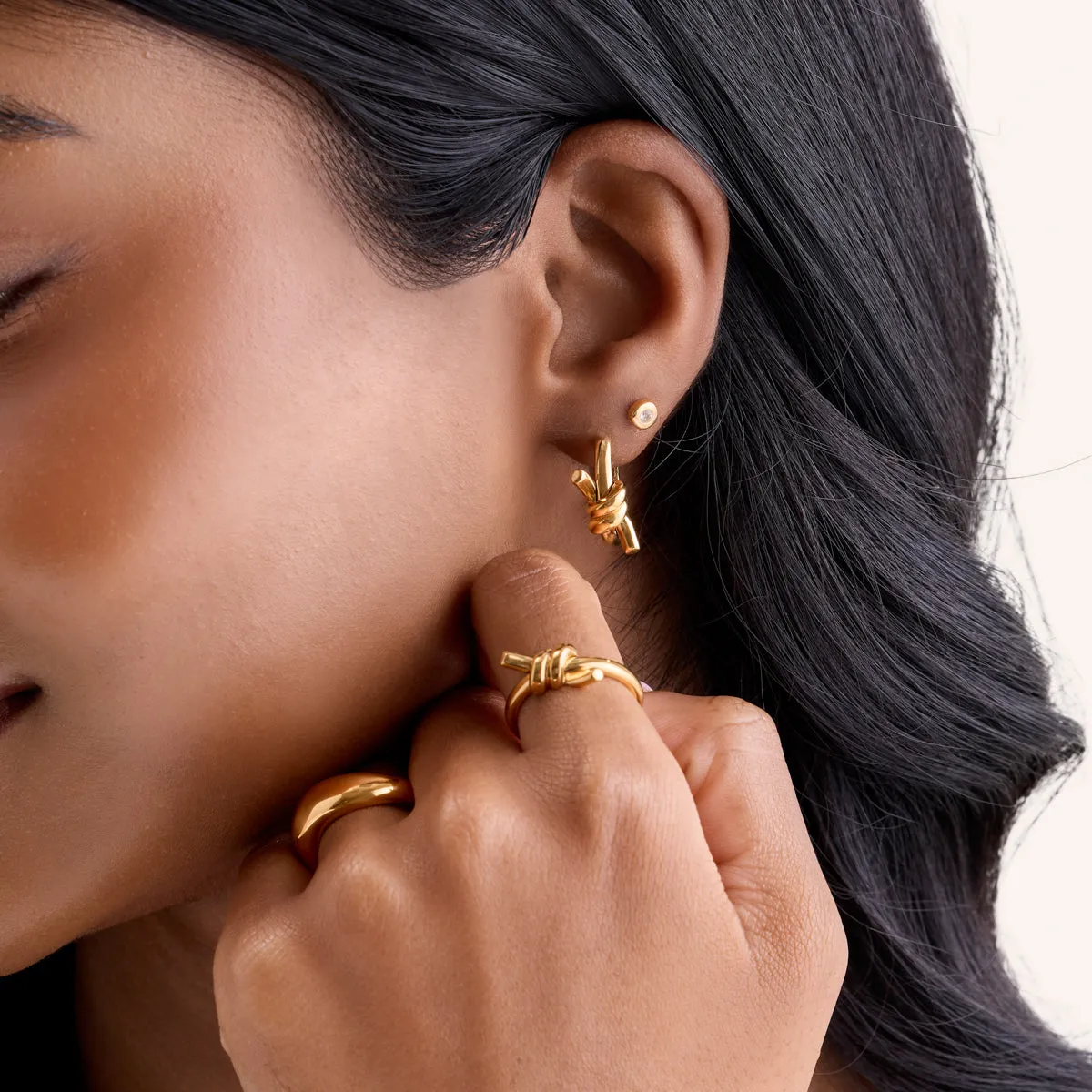 Twisted Knot Hoops (Gold) sold by Abbott Lyon product image thumbnail 4