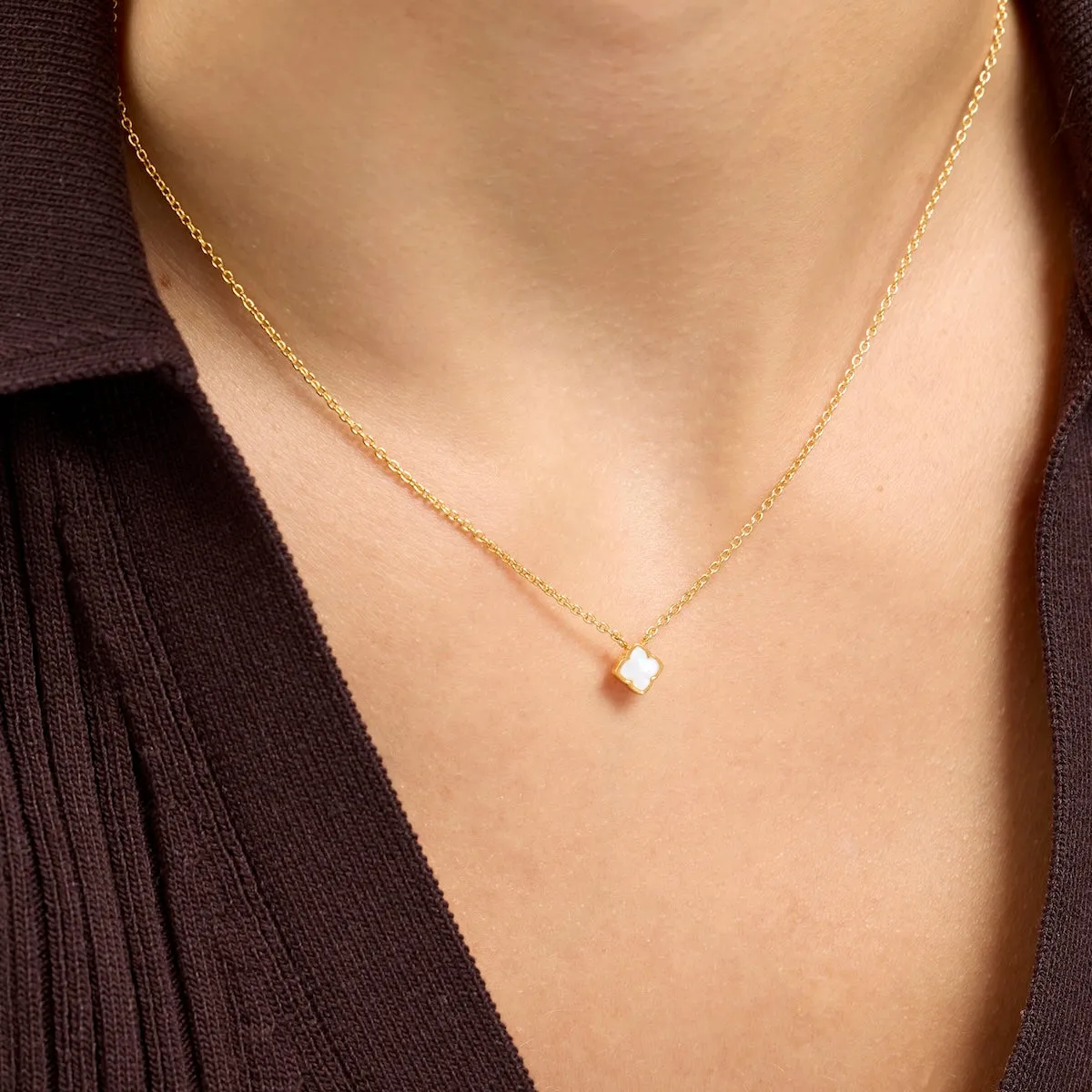 Fine Mini Pearl Clover Necklace (Gold) sold by Abbott Lyon product image thumbnail 2
