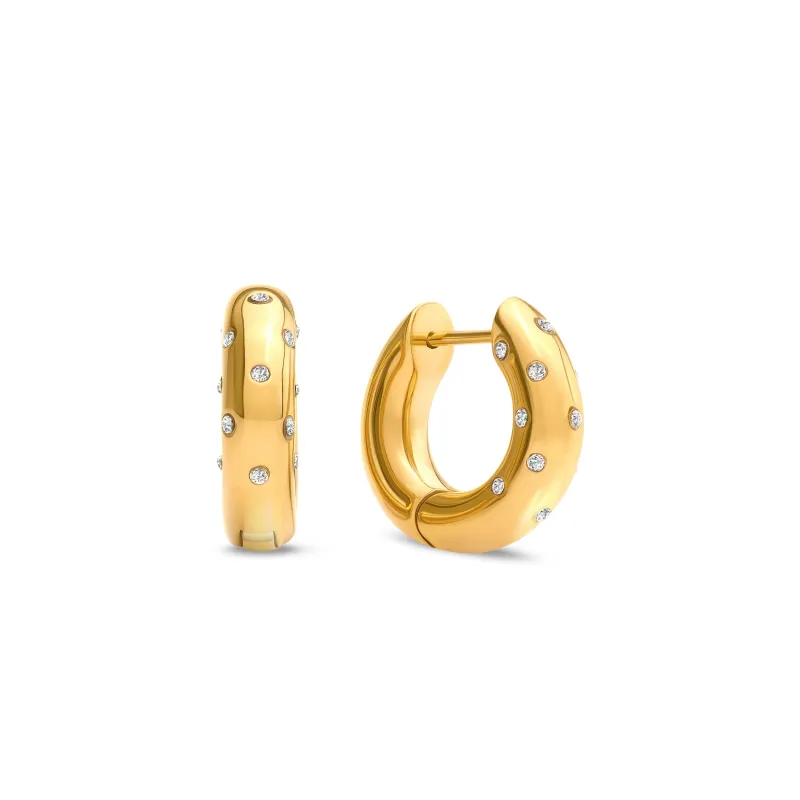 Polka Dot Crystal Hoop Earrings (Gold) sold by Abbott Lyon