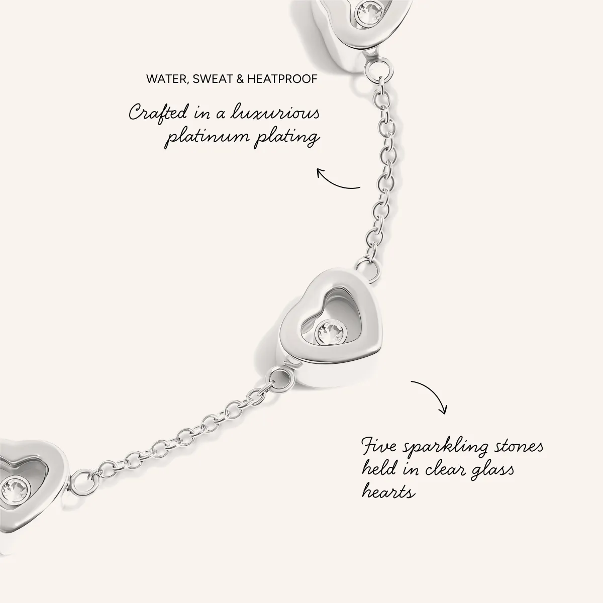 Multi Floating Heart Bracelet (Silver) sold by Abbott Lyon product image thumbnail 2