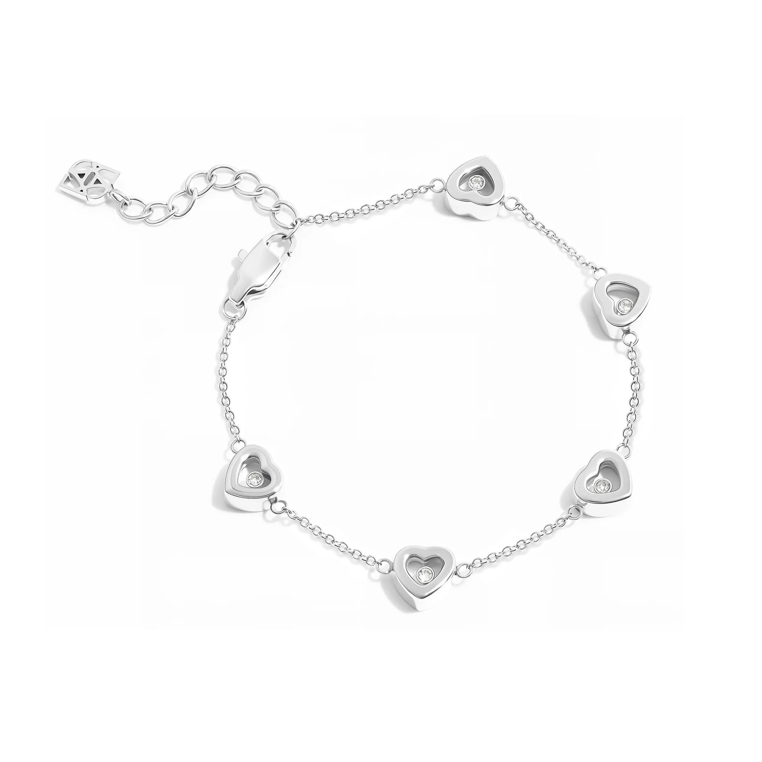 Multi Floating Heart Bracelet (Silver) sold by Abbott Lyon