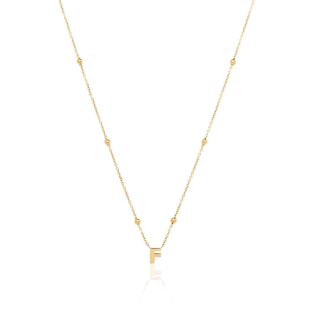Mini Letter Sphere Chain Necklace (Gold) sold by Abbott Lyon