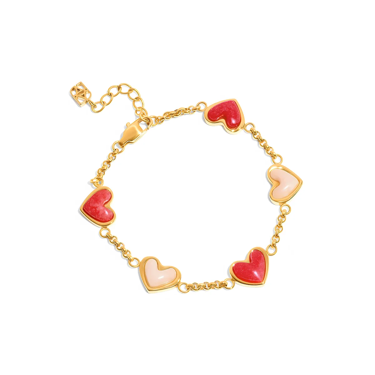 Fuchsia & Pale Pink Multi Quartz Heart Bracelet (Gold) sold by Abbott Lyon product image thumbnail 3