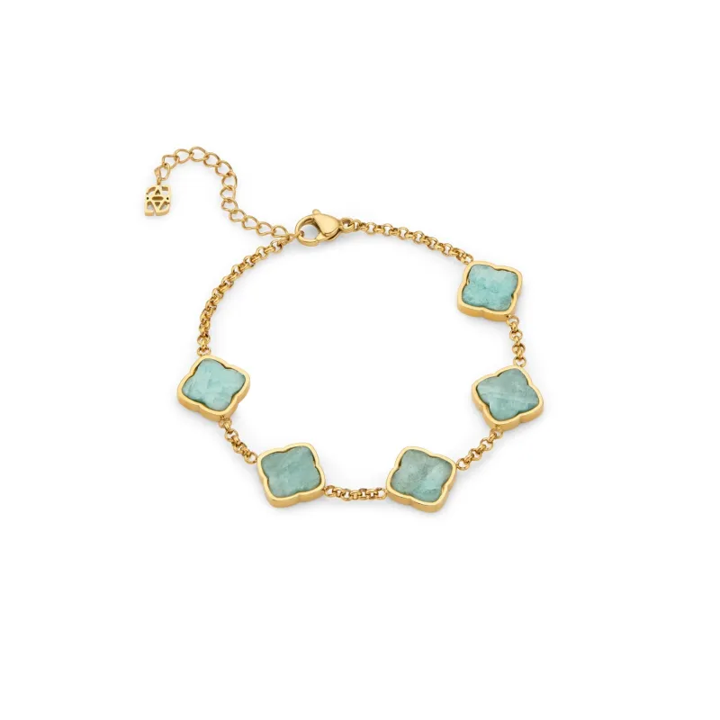 Amazonite Multi Clover Bracelet (Gold) made by Abbott Lyon