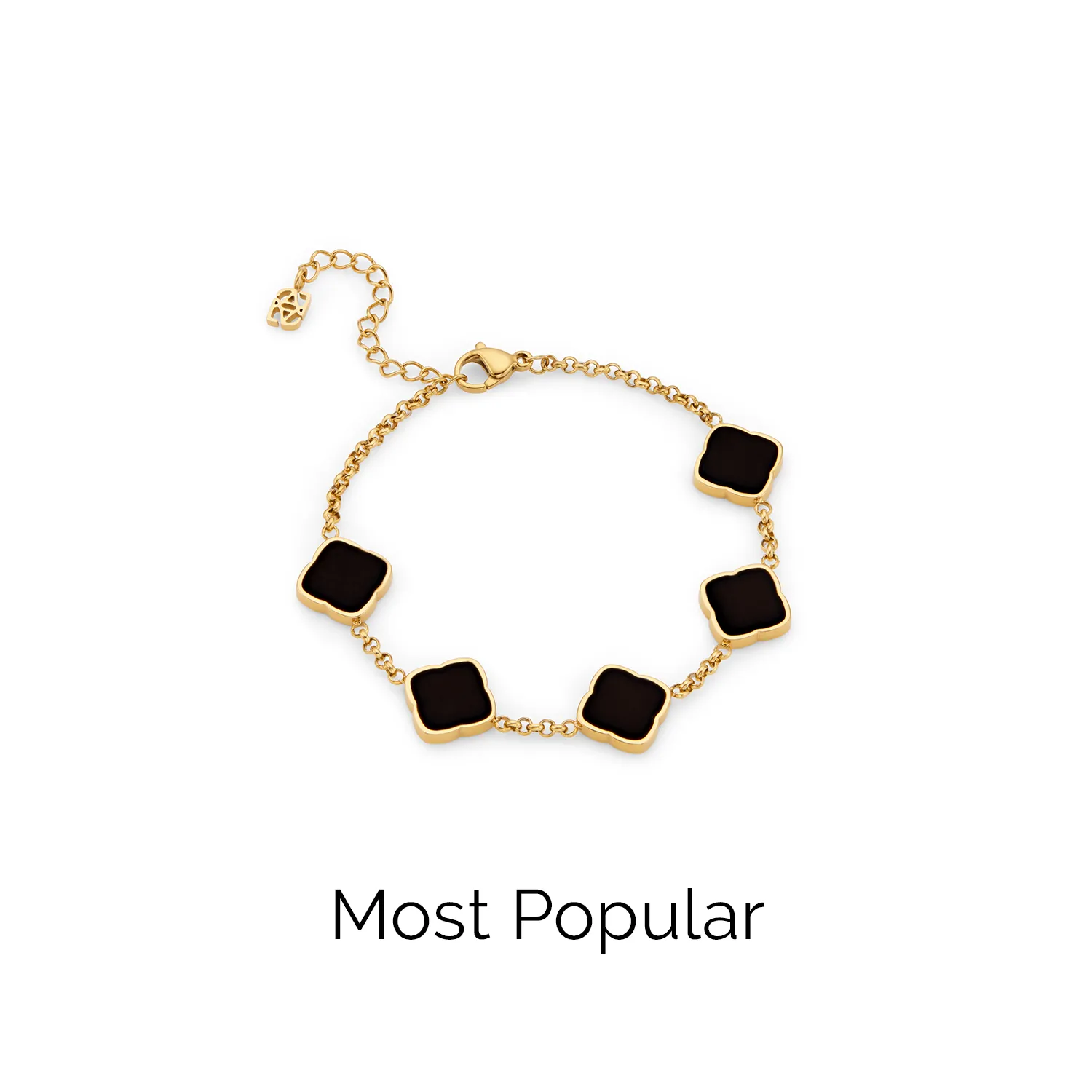 Black Enamel Multi Clover Bracelet (Gold) sold by Abbott Lyon product image thumbnail 5