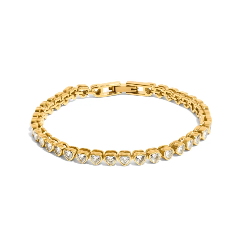 Heart Tennis Bracelet (Gold) sold by Abbott Lyon