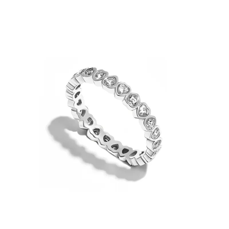 Crystal Heart Tennis Ring (Silver) sold by Abbott Lyon