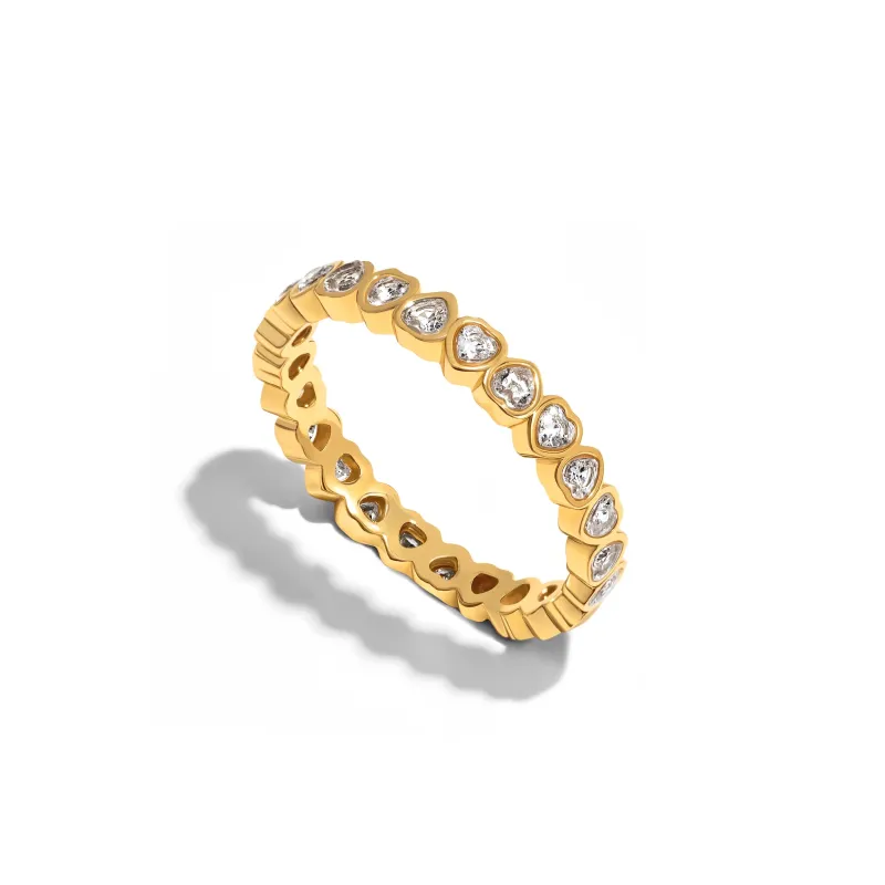 Crystal Heart Tennis Ring (Gold) sold by Abbott Lyon