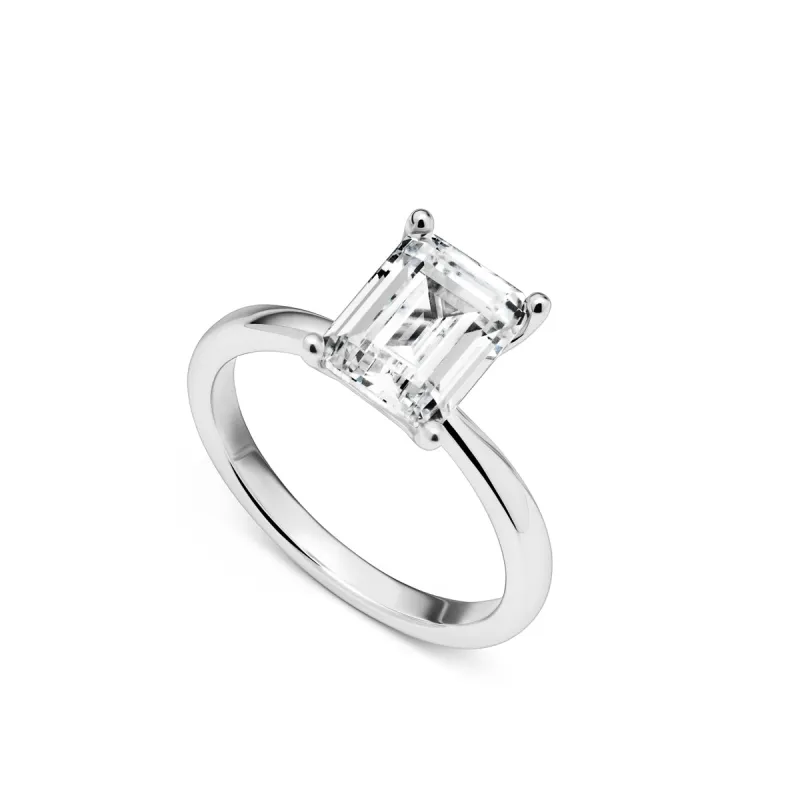 Emerald Cut Solitaire Ring 2ct (Silver) made by Abbott Lyon