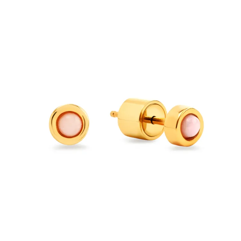 Pale Pink Opal Agate Stud Earrings (Gold) sold by Abbott Lyon