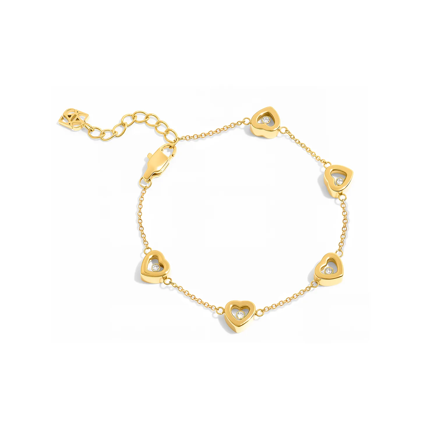 Multi Floating Heart Bracelet (Gold) sold by Abbott Lyon product image thumbnail 3