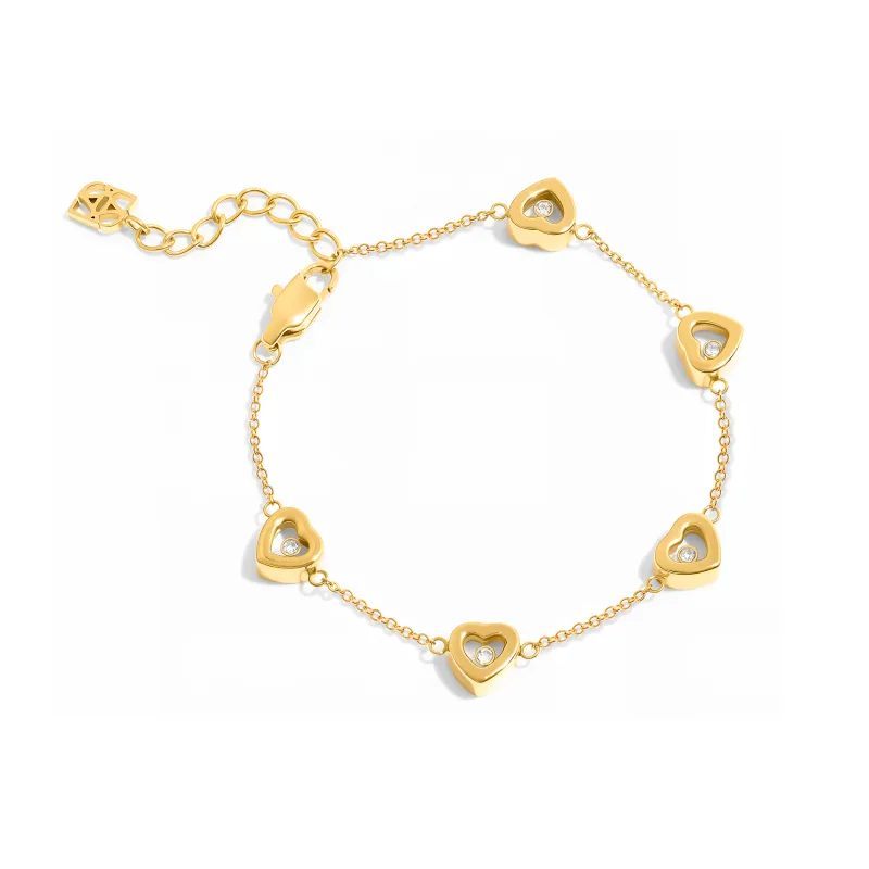 Multi Floating Heart Bracelet (Gold) sold by Abbott Lyon