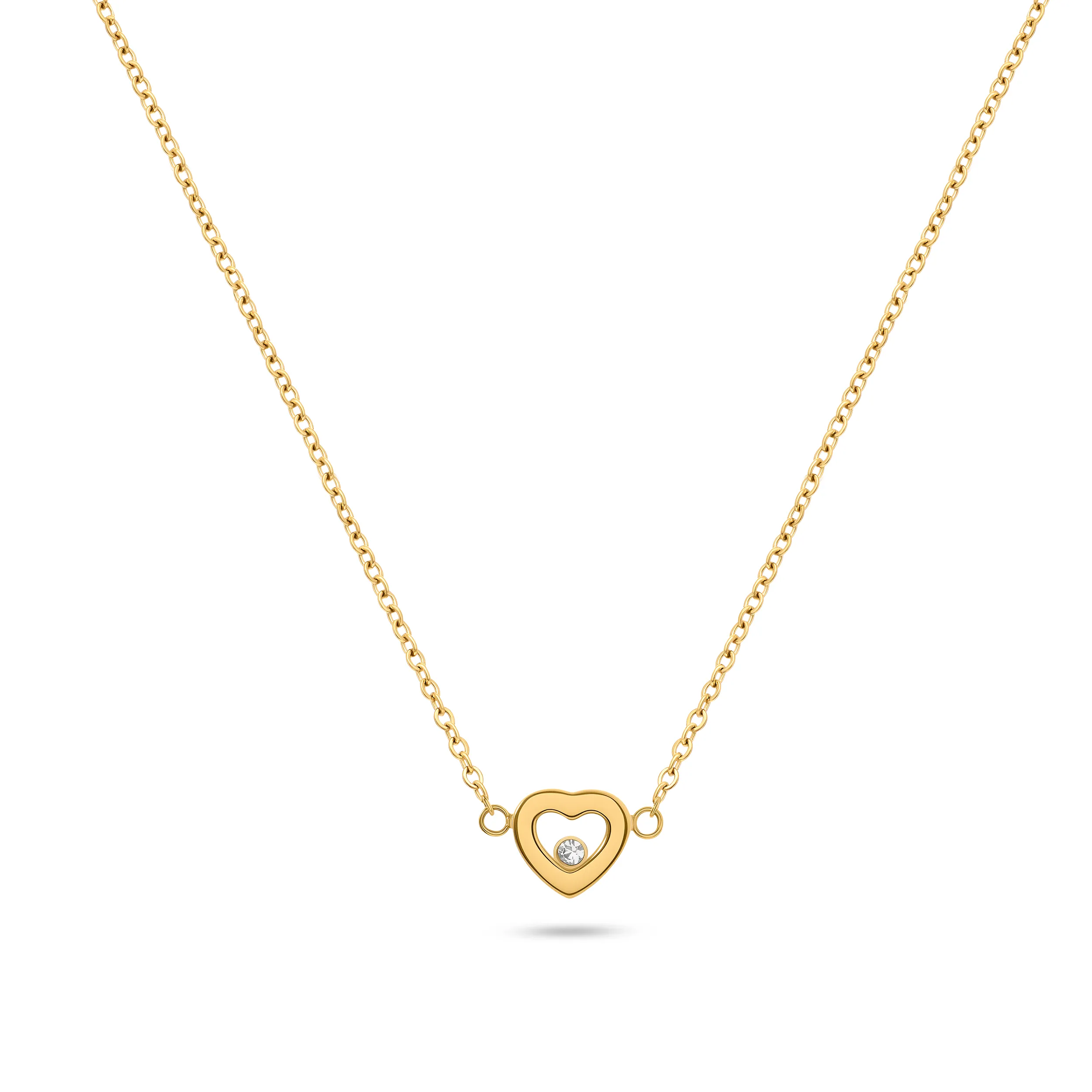 Floating Crystal Heart Necklace (Gold) sold by Abbott Lyon