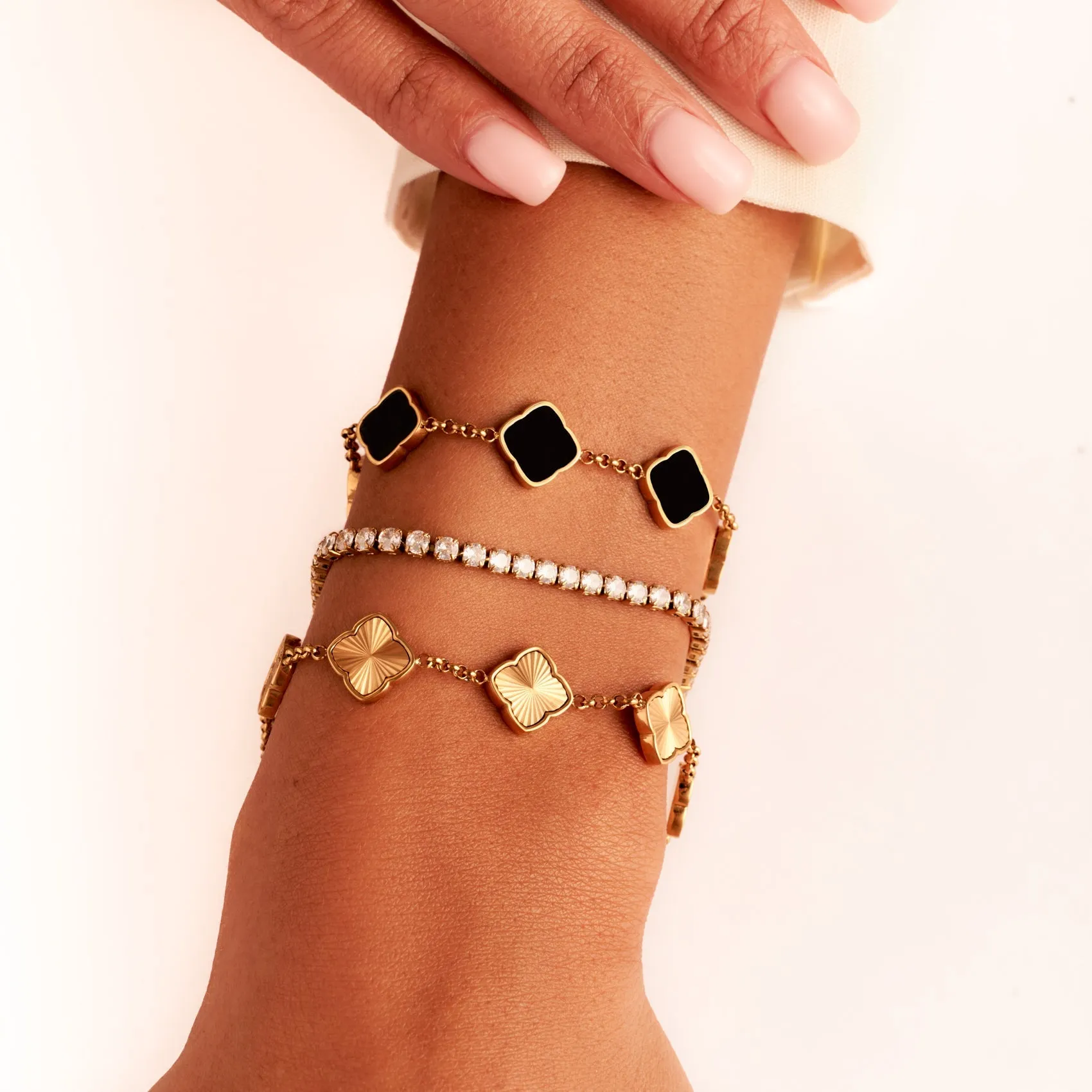Textured Multi Clover Bracelet - Gold sold by Abbott Lyon product image thumbnail 3