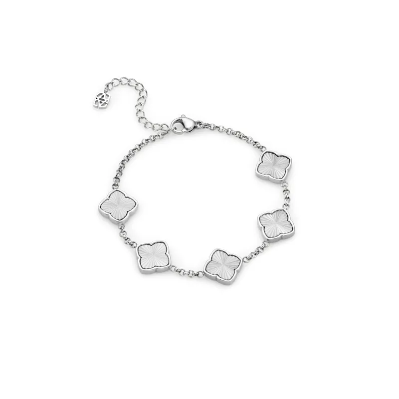 Textured Multi Clover Bracelet - Silver sold by Abbott Lyon