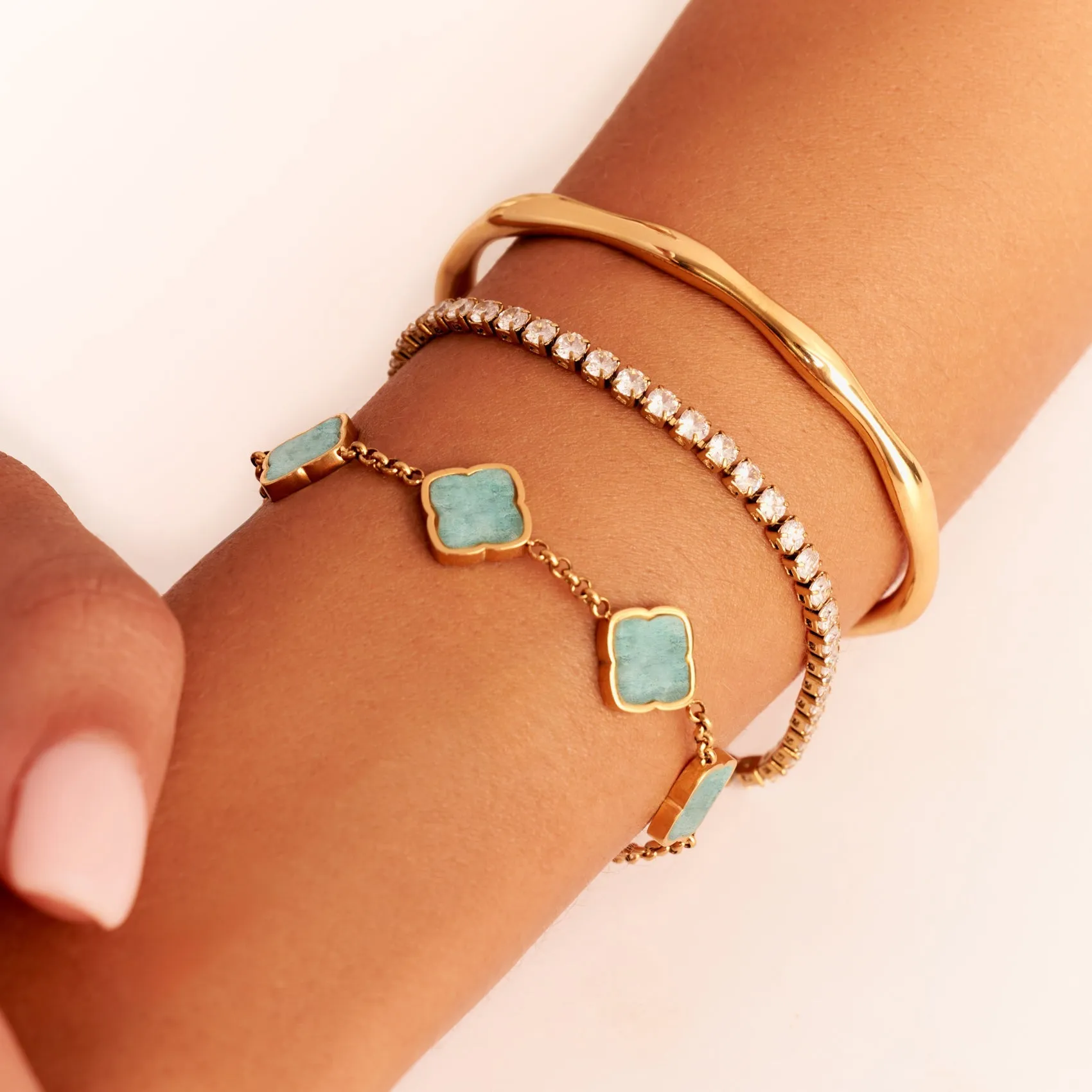 Amazonite Multi Clover Bracelet - Gold sold by Abbott Lyon product image thumbnail 3