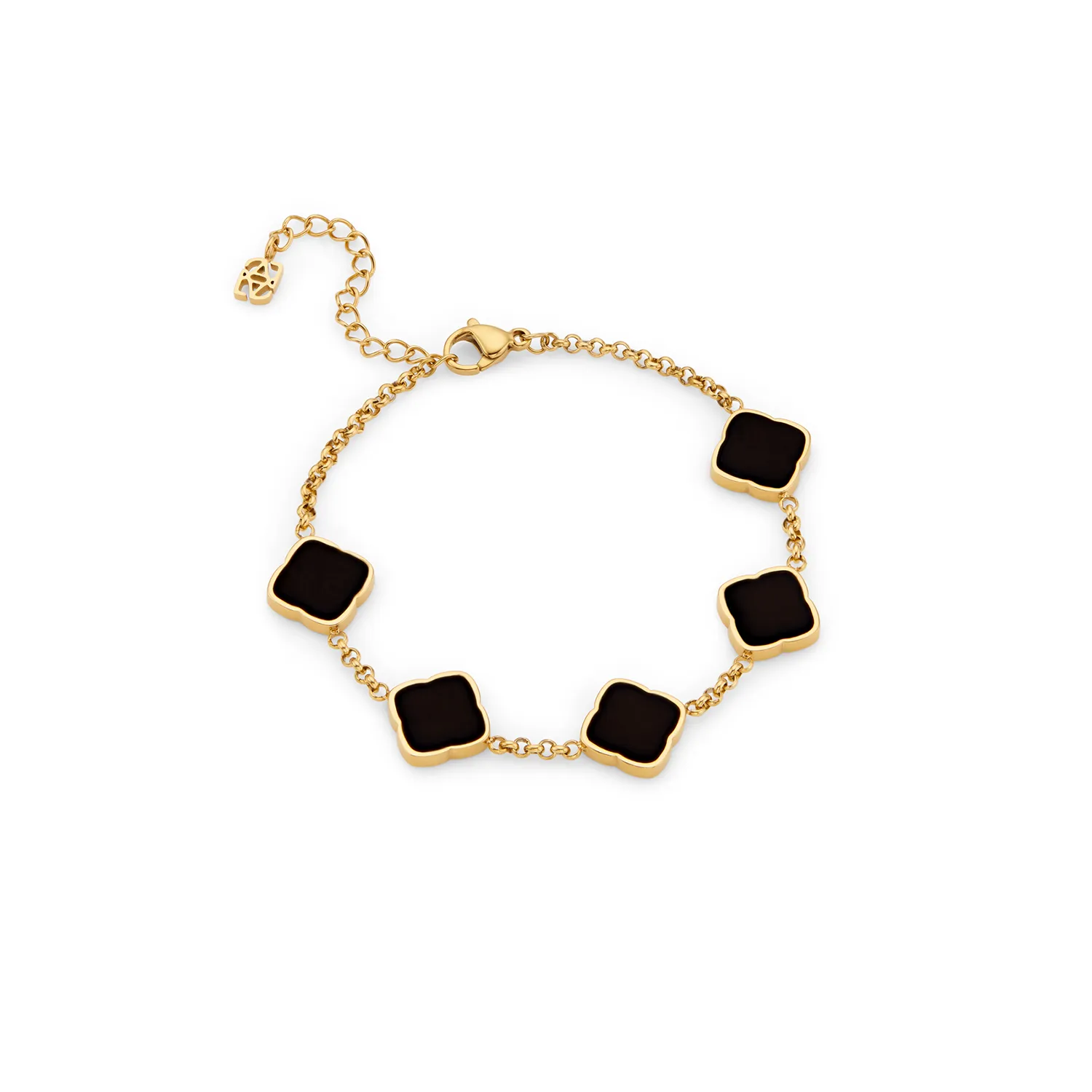 Black Enamel Multi Clover Bracelet - Gold sold by Abbott Lyon product image thumbnail 4