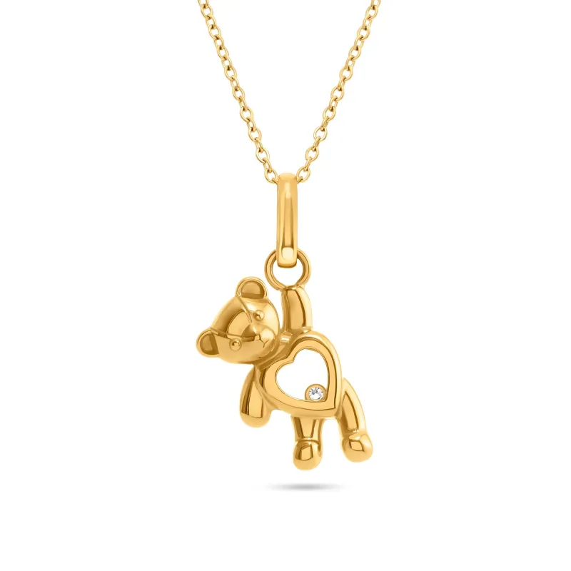 Floating Crystal Bear Necklace (Gold) made by Abbott Lyon