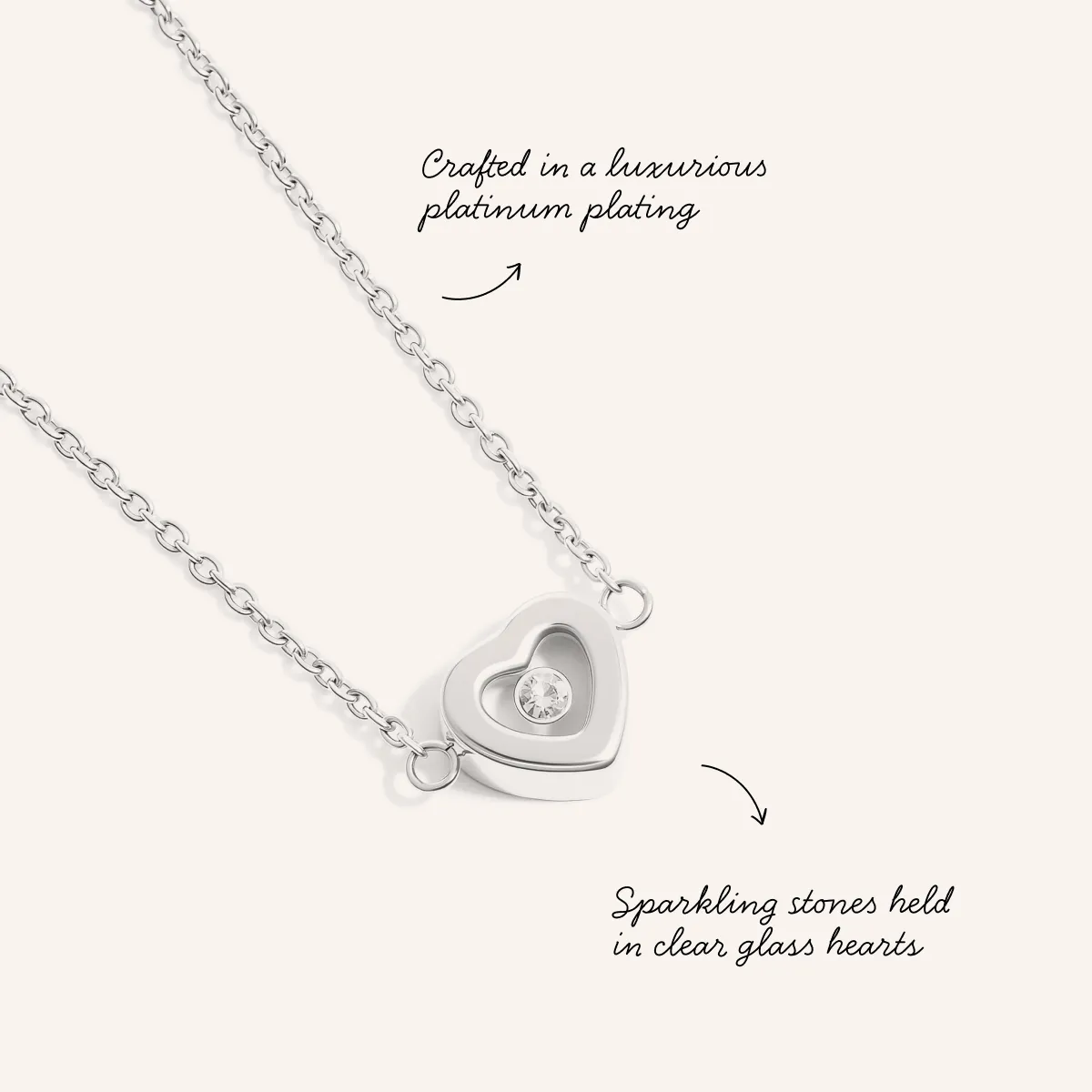 Floating Crystal Heart Necklace (Silver) sold by Abbott Lyon product image thumbnail 3