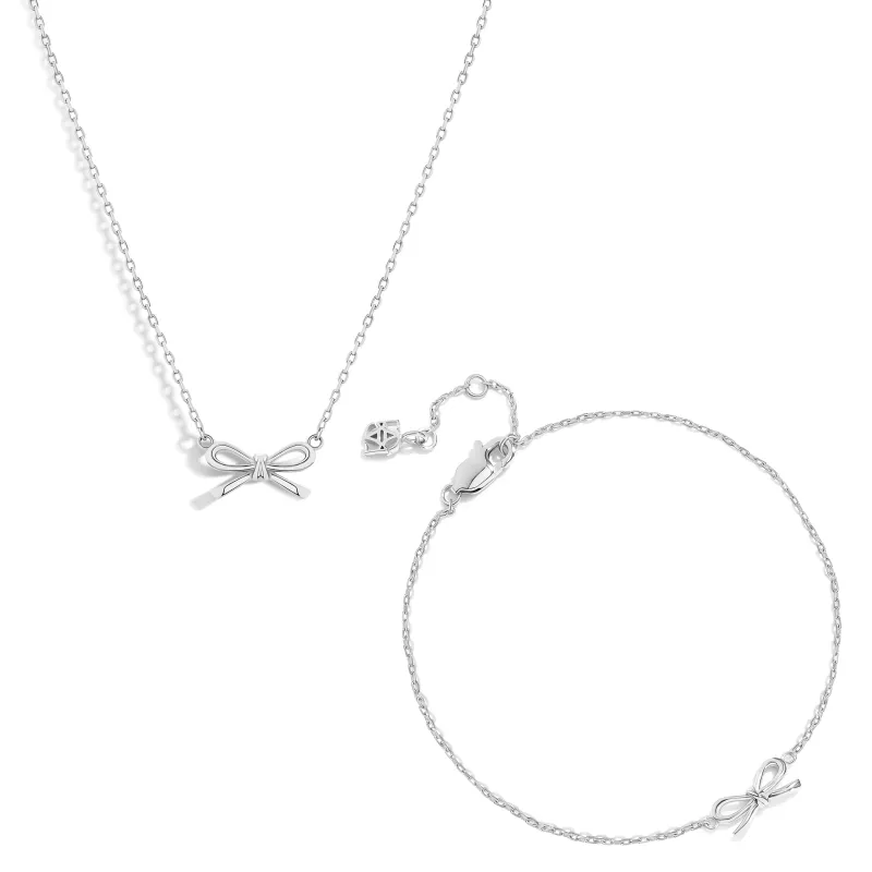 Fine Bow Jewellery Set (Silver) made by Abbott Lyon