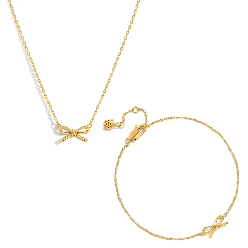 Fine Bow Jewellery Set (Gold) made by Abbott Lyon