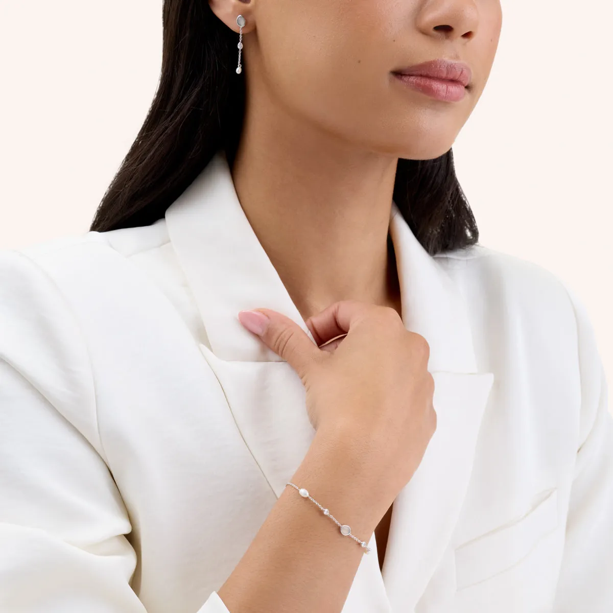 Modern Elegance Quartz & Pearl Bracelet & Earring Set (Silver) sold by Abbott Lyon product image thumbnail 4