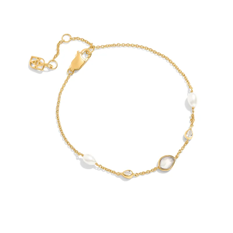 Modern Elegance Quartz & Pearl Bracelet (Gold) made by Abbott Lyon