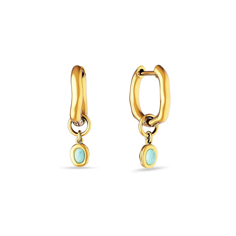Fine Molten Huggie Earrings (Gold) - Amazonite - Worth £65 made by Abbott Lyon