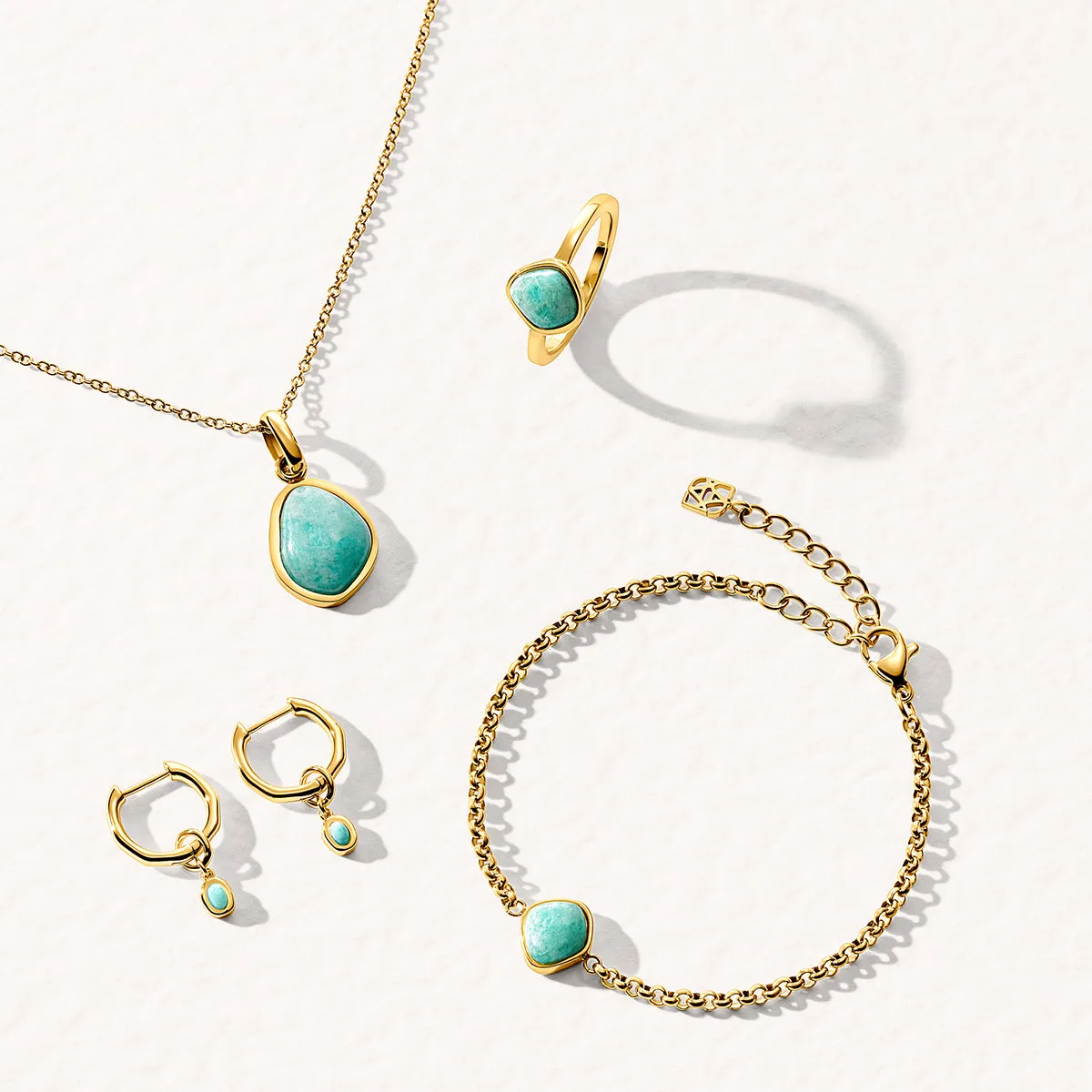 Fine Molten Huggie Earrings (Gold) - Amazonite - Worth £65 sold by Abbott Lyon product image thumbnail 5