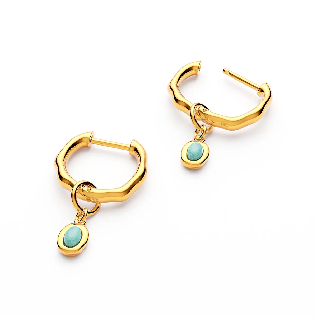 Fine Molten Huggie Earrings (Gold) - Amazonite - Worth £65 sold by Abbott Lyon product image thumbnail 4