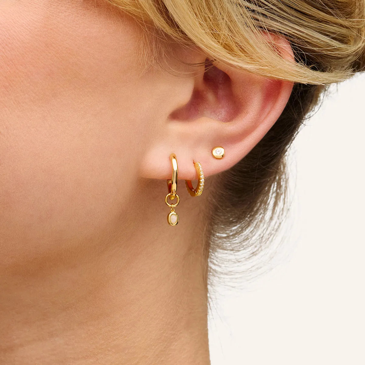 Fine Molten Huggie Earrings (Gold) - Moonstone - Worth £69 sold by Abbott Lyon product image thumbnail 3