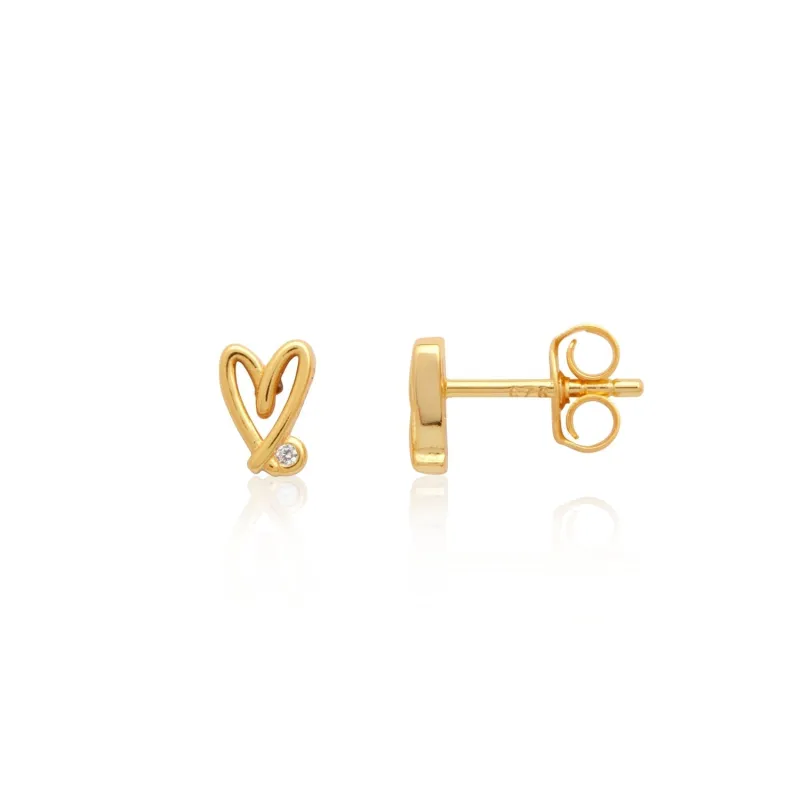 Stories Doodle Heart Stud Earrings (Gold) made by Abbott Lyon