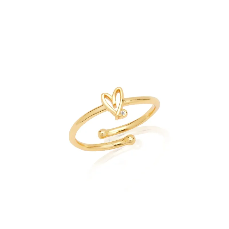Stories Doodle Heart Birthstone Ring (Gold) - Worth £49 made by Abbott Lyon