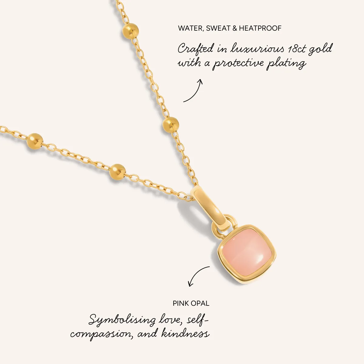 Pale Pink Opal Cushion Necklace & Earrings Set (Gold) sold by Abbott Lyon product image thumbnail 3