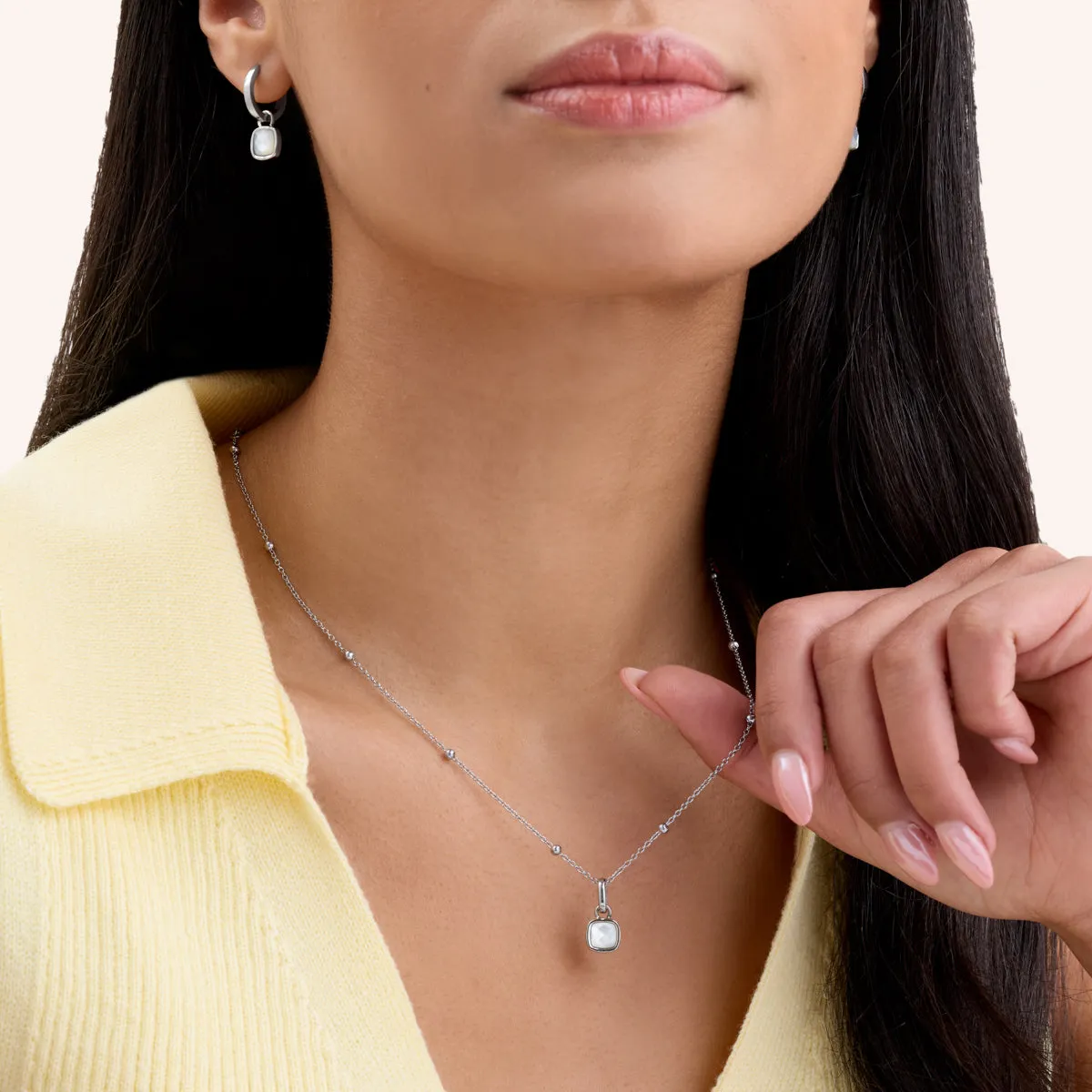 White Quartz Cushion Necklace & Earrings Set (Silver) sold by Abbott Lyon product image thumbnail 4