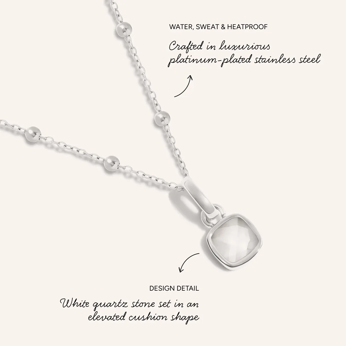 White Quartz Cushion Necklace & Earrings Set (Silver) sold by Abbott Lyon product image thumbnail 3