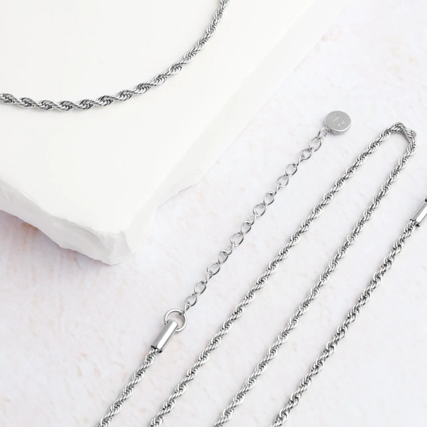 Small Rope Chain Necklace (Silver) sold by Abbott Lyon product image thumbnail 4